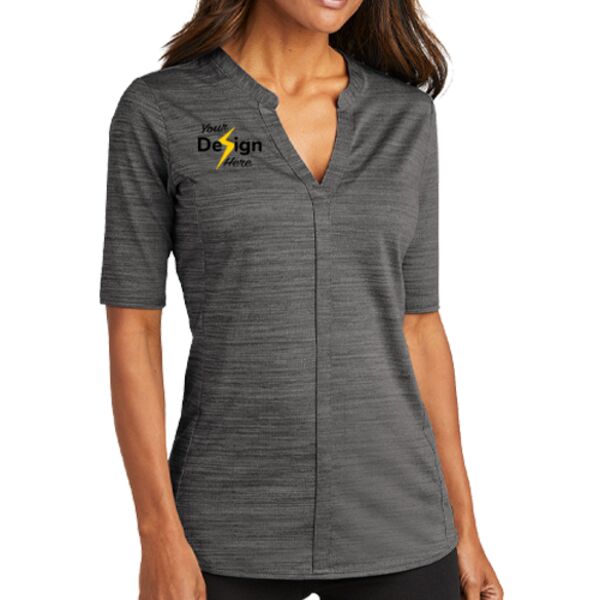 Ladies Stretch Heather Open Neck Top Thumbnail